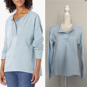 NWT JAG Light Blue V Neck Brushed Terry Long Sleeve Tina Pullover Sweater XS S M